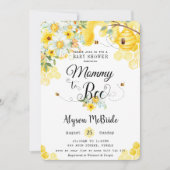 Invitation Chic Maman à Abee Jaune Baby shower Floral Neutre (Devant)