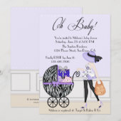 Invitation Chic Maman et Buggy avec des cadeaux (Devant / Derrière)