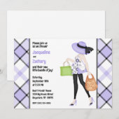 Invitation Chic Maman-to-Be Purple Plaid Baby shower (Devant / Derrière)
