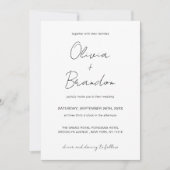 Invitation Chic manuscrit QR Code Arch Frame Photo Mariage (Devant)