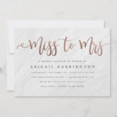 Invitation Chic Marble & Rose Gold Miss à Mme Fête de l'marié (Devant)