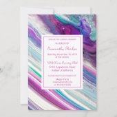 Invitation Chic Marbre Coloré Douche nuptiale (Devant)