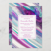 Invitation Chic Marbre Coloré Douche nuptiale (Devant / Derrière)