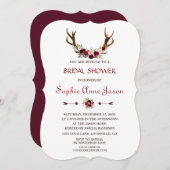 Invitation Chic Mariage Champêtre Burgundy Marsala Floral Cer (Devant / Derrière)