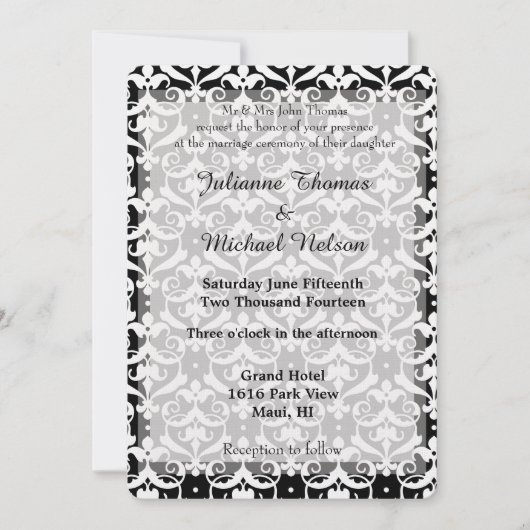 Invitation Chic Mariage damassé (Devant)