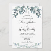 Invitation Chic Mariage de fleurs d'eucalyptus (Devant)