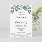 Invitation Chic Mariage de fleurs d'eucalyptus (Debout devant)