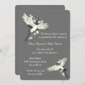 Invitation Chic Mariage de grue orientale (Devant / Derrière)
