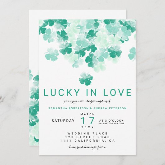 Invitation Chic mariage de St Patrick (Devant / Derrière)