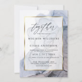 Invitation Chic Mariage d'encre d'alcool Dusty Blue (Devant)