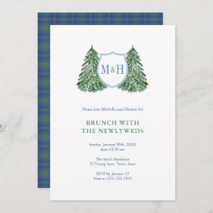 Invitation Chic Mariage d'hiver NouveauxWeds Brunch Monogramm