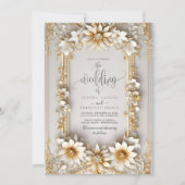 Invitation Chic Mariage fleuri Orné Jaune (Devant)