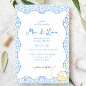 Invitation Chic Mariage italien citron bleu méditerranéen