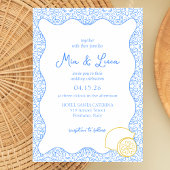 Invitation Chic Mariage italien citron bleu méditerranéen