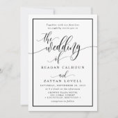 Invitation Chic Mariage Noir Et Blanc Calligraphié (Devant)