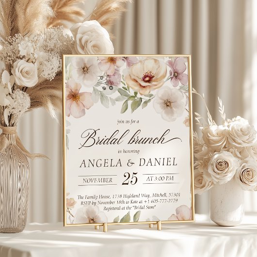 Invitation Chic mariée florale d'être aquarelle Brunch nuptia