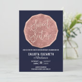 Invitation Chic Marine Rose Parties scintillant or Polygon Ph (Debout devant)