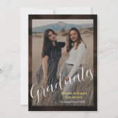 Invitation Chic Marron photo double graduation Announcement (Dos)