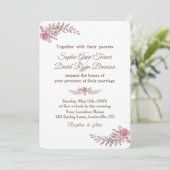 Invitation Chic Marsala Maroon Floral Mariage (Debout devant)
