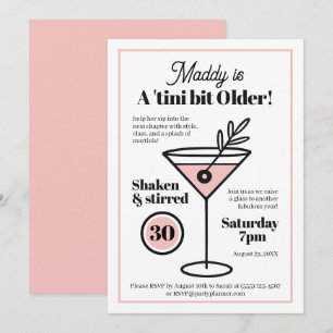 Invitation Chic Martini pour 30 ans ou tout âge