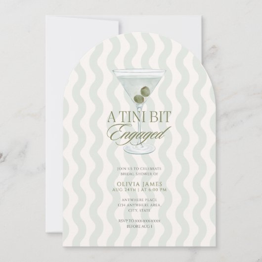Invitation Chic martini tini bit engaged bridal shower (Devant)