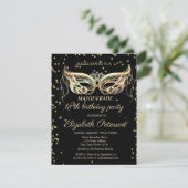 Invitation Chic Masquerade Gold Diamonds 18e anniversaire (Debout devant)