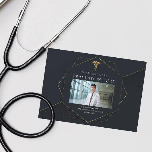 Invitation Chic Médicale School Photo Graduation Party