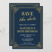 Invitation Chic Men Sauvez la date 98e anniversaire (Devant / Derrière)
