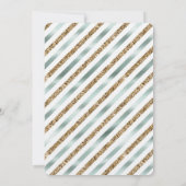 Invitation Chic Menthe Blanc Or Pailleté Rayures Lancement de (Dos)
