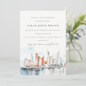Invitation Chic Miami Floride Skyline Aquarelle Anniversaire (Debout devant)