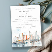 Invitation Chic Miami Floride Skyline Fiançailles d'aquarelle