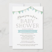 Invitation chic minable de baby shower du bleu | (Devant)