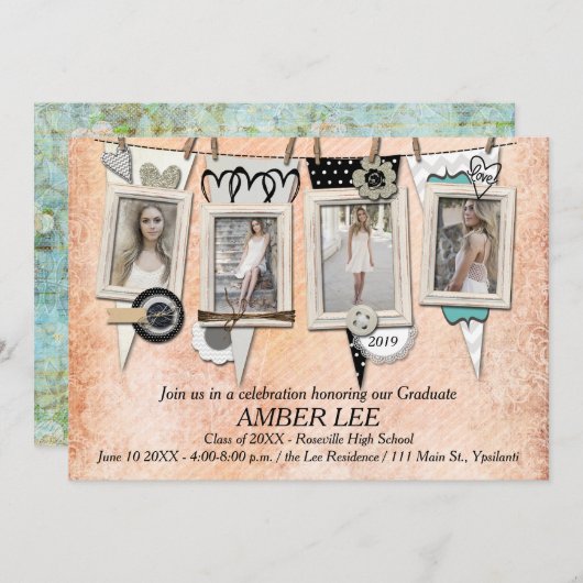 Invitation chic minable de fête de remise des (Devant / Derrière)