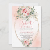 Invitation Chic Minimal Blush Gold Sweet 16 Birthday Invite (Devant)