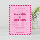 Invitation Chic Minimalist Blush Pink Chevron Wedding (Debout devant)