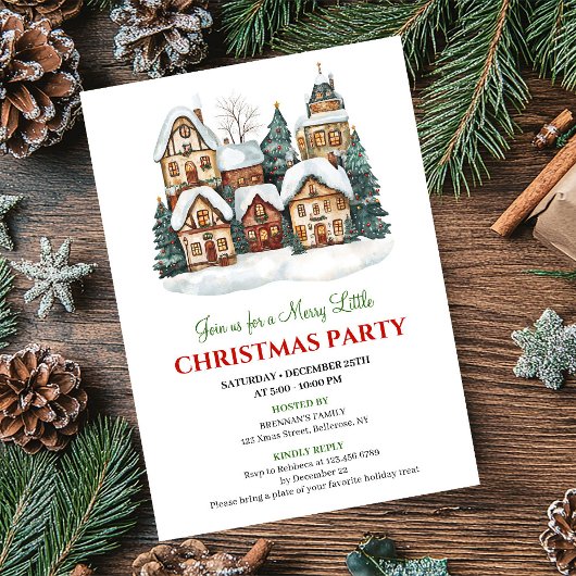 Invitation Chic minimalist Christmas scene festive dinner