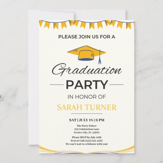 Invitation Chic Minimalist Graduation Party (Devant)