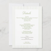 Invitation Chic Minimalist Stripe Green Wedding Details (Devant)