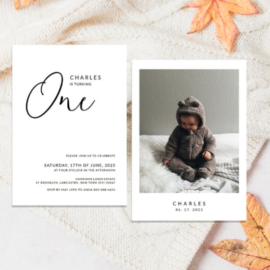Invitation Chic minimaliste 1er anniversaire