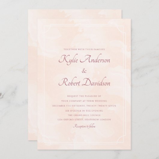 Invitation Chic minimaliste simpliste Peach Fuzz (Devant / Derrière)
