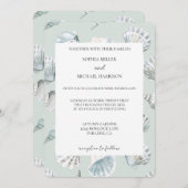 Invitation Chic Mint Blue Beach Shells Wedding (Devant / Derrière)