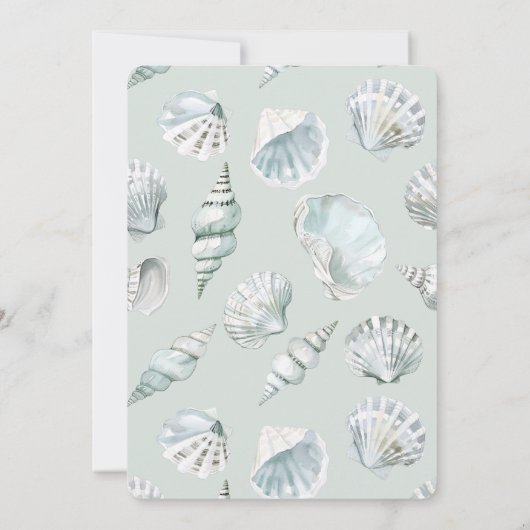 Invitation Chic Mint Blue Beach Shells Wedding (Dos)