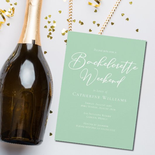 Invitation Chic Mint Green Bachelorette Week-end
