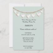 Invitation Chic Mint Green Coeurs blancs Anniversaire (Devant)