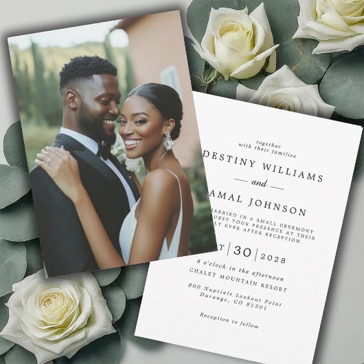 Invitation Chic Modern Bride Groom Photo Wedding Reception