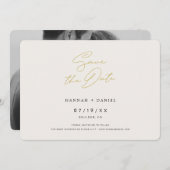 Invitation Chic Modern Gold Photo Wedding Enregistrer la date (Devant / Derrière)