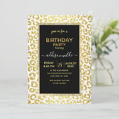 Invitation Chic Modern Gold White Leopard Jaguar Cheetah (Debout devant)