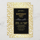 Invitation Chic Modern Gold White Leopard Jaguar Cheetah (Devant / Derrière)