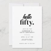 Invitation Chic Modern Hello Cinquante-ème fête d'anniversair (Devant)