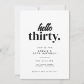Invitation Chic Modern Hello Trente fête d'anniversaire (Devant)